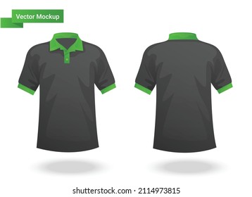 Black and green polo shirt vector mockup design