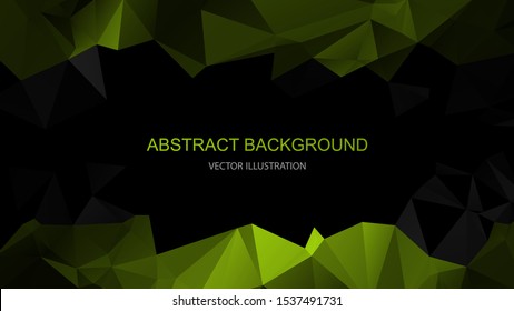 Black and green polygonal pattern. Abstract geometric background. Vector illustration