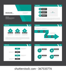 Black green presentation templates Infographic elements flat design set for brochure flyer leaflet marketing advertising