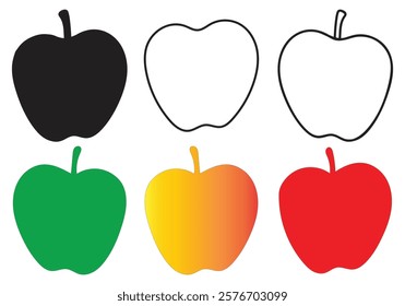 Black, Green, Red, and Gradient Apples