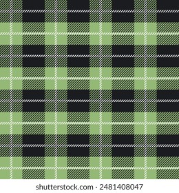 Black and green Scotland textile seamless pattern. Fabric texture check tartan plaid. Abstract geometric background for cloth, fabric. Monochrome graphic repeating design. Modern squared ornament