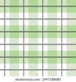 Black and green Scotland textile seamless pattern. Fabric texture check tartan plaid. Abstract geometric background for cloth, fabric. Monochrome graphic repeating design. Modern squared ornament