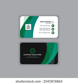 Black and green shape professional business card template