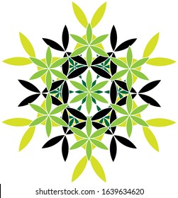 Black and green spring mandala icon