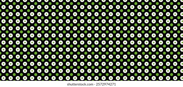 Black green and white polka dots pattern background