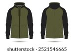 Black and green zipper hoodie jacket mockup