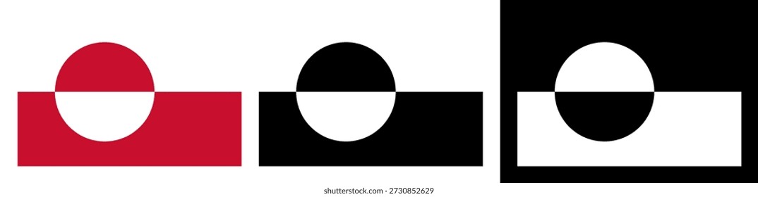 Black Greenland flag set, black and white Greenland flag