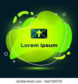 Black Greeting card with Happy Easter icon isolated on black background. Celebration poster template for invitation or greeting card. Abstract banner with liquid shapes. Vector Illustration
