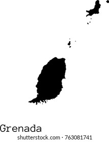 Black Grenada map vector silhouette