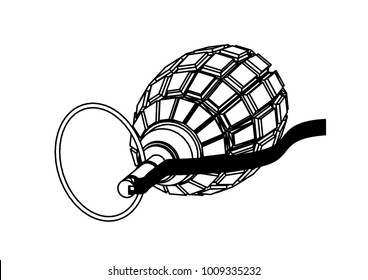 black grenade on a white background, vector image