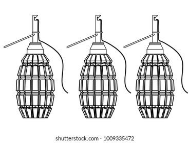black grenade on a white background, vector image
