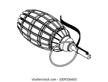 black grenade on a white background, vector image