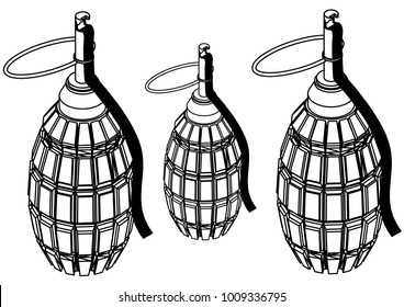 black grenade on a white background, vector image