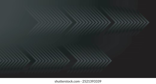 Black grey abstract background with glowing arrow lines, technology, futuristic concept. Modern glossy grey geometric lines design. Horizontal banner template suitable for cover, header, poster.