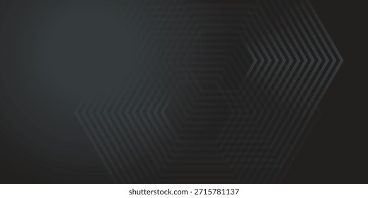 Fondo abstracto gris negro con líneas de flecha brillantes, tecnología, concepto futurista. Diseño moderno de líneas geométricas grises brillantes. Plantilla de Anuncio Horizontal adecuado para la cubierta, cabecera, cartel.