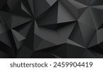 Black grey abstract vector background. Geometric monochrome mosaic composed of triangles. Dark polygons wallpaper. Gradient. Shadow