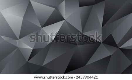 Black grey abstract vector background. Geometric monochrome mosaic composed of triangles. Dark polygons wallpaper. Gradient. Shadow