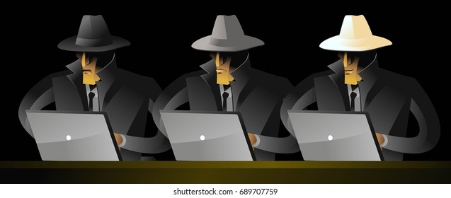 Black, Grey ,and White Hat Programmer Hackers