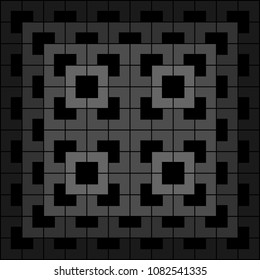 Black and grey angle brackets or chevron arrows repeating pattern background vector. Abstract geometric designs and shapes.