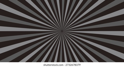 Anuncio negro y gris con rayos, líneas de fondo, luz
