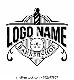 Black and grey barber Vintage retro classic barbershop logo VECTOR