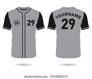 Black and grey baseball uniform mockup front and back view