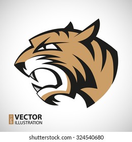 Black, grey and brown tiger head logotype on white background. RGB EPS 10 vector illustration