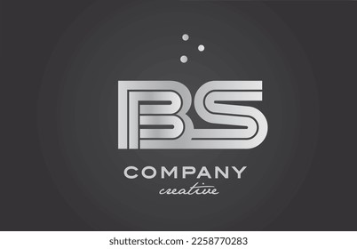 black and grey BS combination alphabet bold letter logo with dots. Joined creative template design for business and company