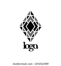 Logo vectorial rhombus de color negro y gris. Logo de la silueta brillante. Logotipo para empresa, negocios, hotel, yoga, spa, industria y marca.