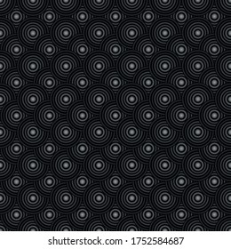 Fondo de círculos concéntricos de color negro a gris - ilustración vectorial - patrón transparente