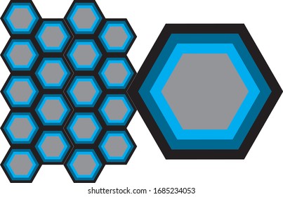 black grey cyan hexagonal design for seamless tiling