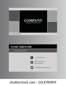 black and grey dotted pattern modern business card vector template design