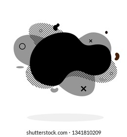Black and grey flat style abstract vector banner isolated on white background. Modern geometric liquid form. Modern template. Template for the design for logo, flyer, presentation etc. Vector