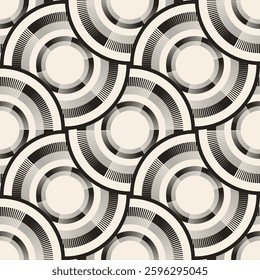 Black grey geometric pattern with concentric circles on beige background. Empty circles. Design element for logo, web pages, prints, posters, template.