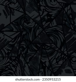 Black and grey geometric triangle modern seamless pattern