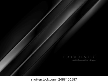 Fondo geométrico abstracto de la tecnología de las rayas lisas del gris brillante negro. Vector diseño mínimo