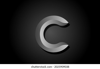 black grey gradient C alphabet letter logo icon. Creative design concept for company and business template 