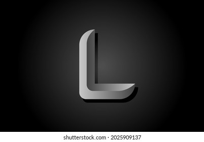black grey gradient L alphabet letter logo icon. Creative design concept for company and business template 