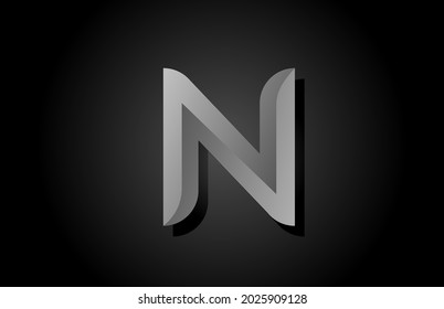 black grey gradient N alphabet letter logo icon. Creative design concept for company and business template 