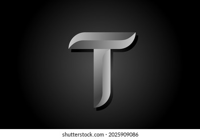 black grey gradient T alphabet letter logo icon. Creative design concept for company and business template 