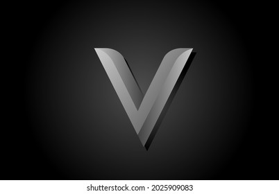 black grey gradient V alphabet letter logo icon. Creative design concept for company and business template 