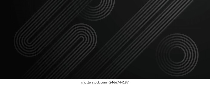 Líneas abstractas de lujo gris y negro Formas que se superponen en la Ilustración vectorial de Anuncio oscuro
