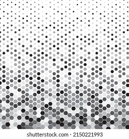 Black   grey hexagon halftone pattern white background  Linear halftone backdrop  Isolated vector illustration white background  Grey mosaic pattern 