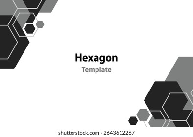 Black and grey hexagon template, business name card or technology pattern.