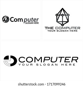 Black grey icon logo polygonal circle global line tech circuit and wireless vector suitable for computer website internet news website technology business