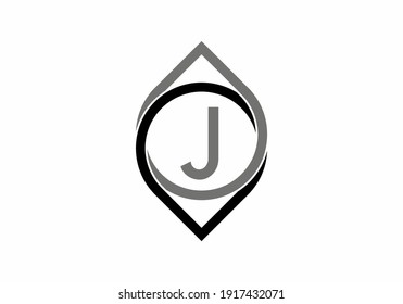 Black grey of J initial letter in frame design