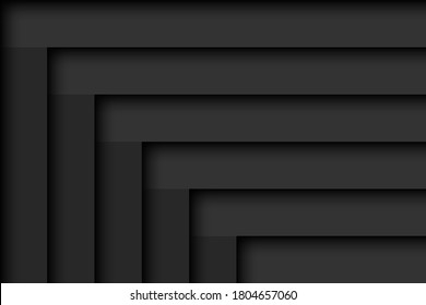 Black and grey layers above each other teplate. Modern material design. Vector abstract widescreen background
