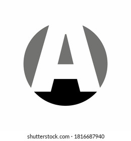 BLack grey A letter logo on negative space style