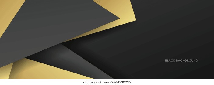 Fondo de lujo negro y gris con líneas de oro en capas cortadas en 3D, escena mínima, espacio vacío para el escaparate de uso