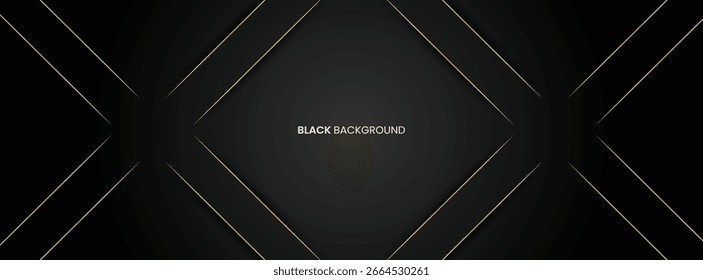 Schwarz-grauer luxuriöser Hintergrund mit glitzernden goldenen Linien, minimale Szene, leerer Raum für die Verwendung Showcase